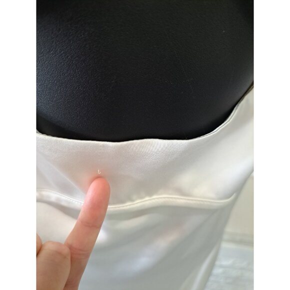 Zara Viral Satin White Dress Size Large Strappy Back Silky Midi Sleeveless Large - Picture 9 of 14